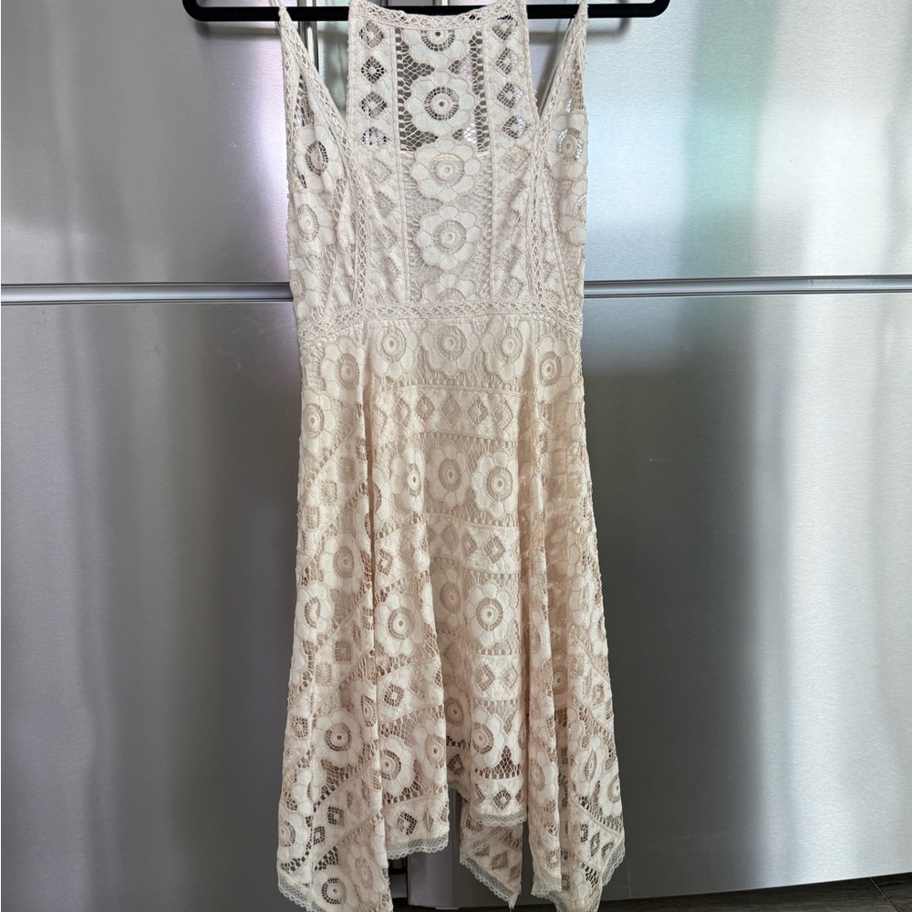Free People Cream Lace Backless Dress